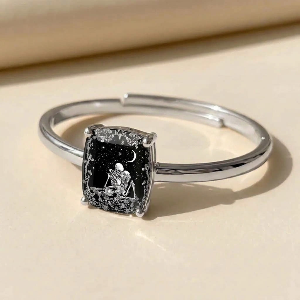 Starry Night Couple Skeleton Square Bracelet