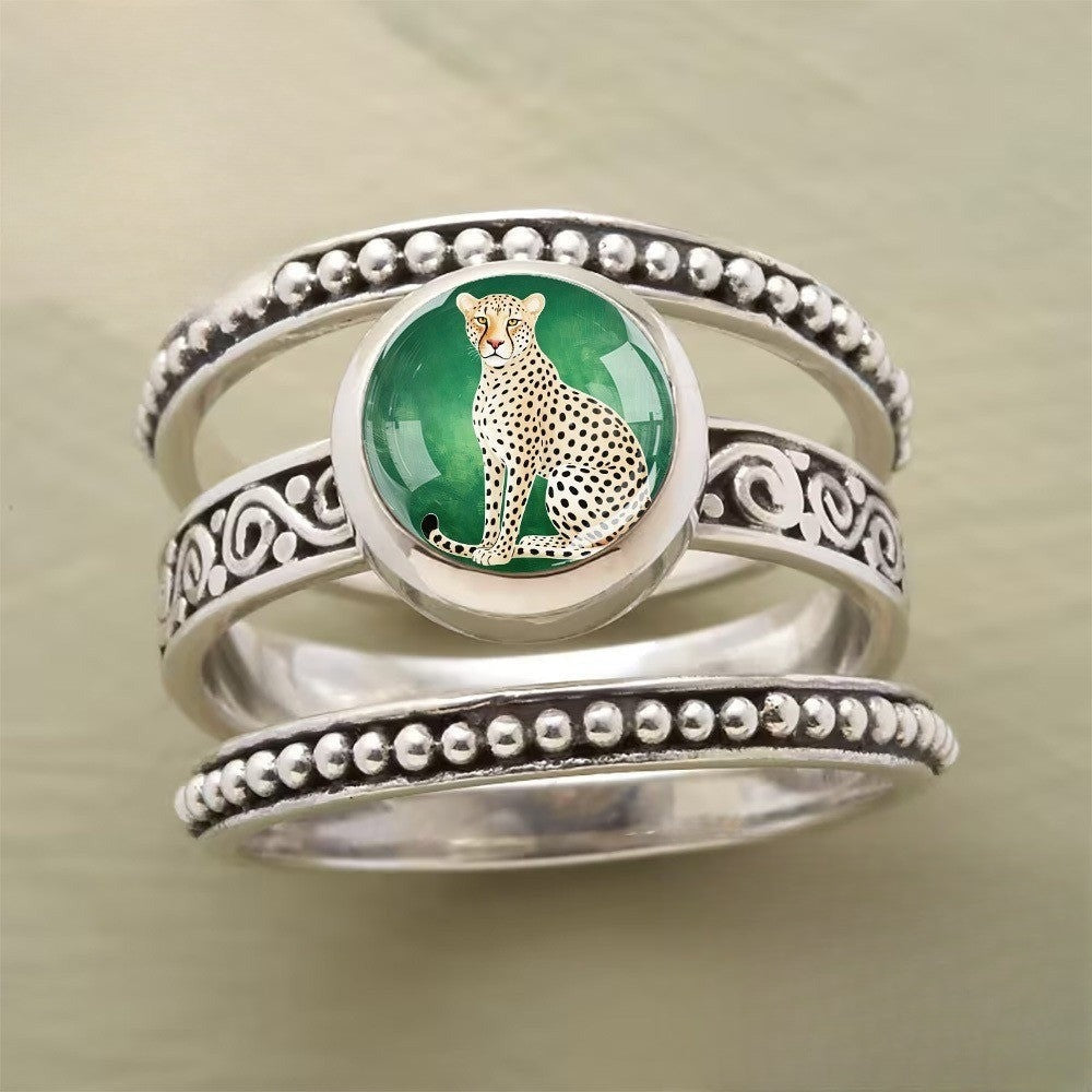 Cheetah Beaded Ring Set