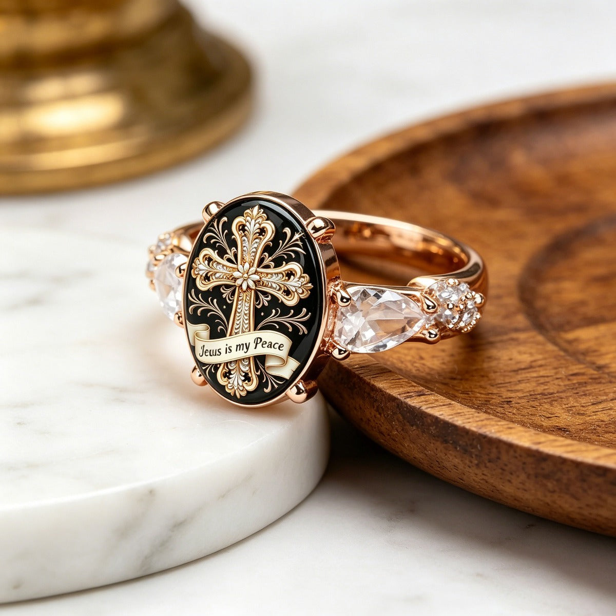 Jesus Is My Peace Filigree Ring
