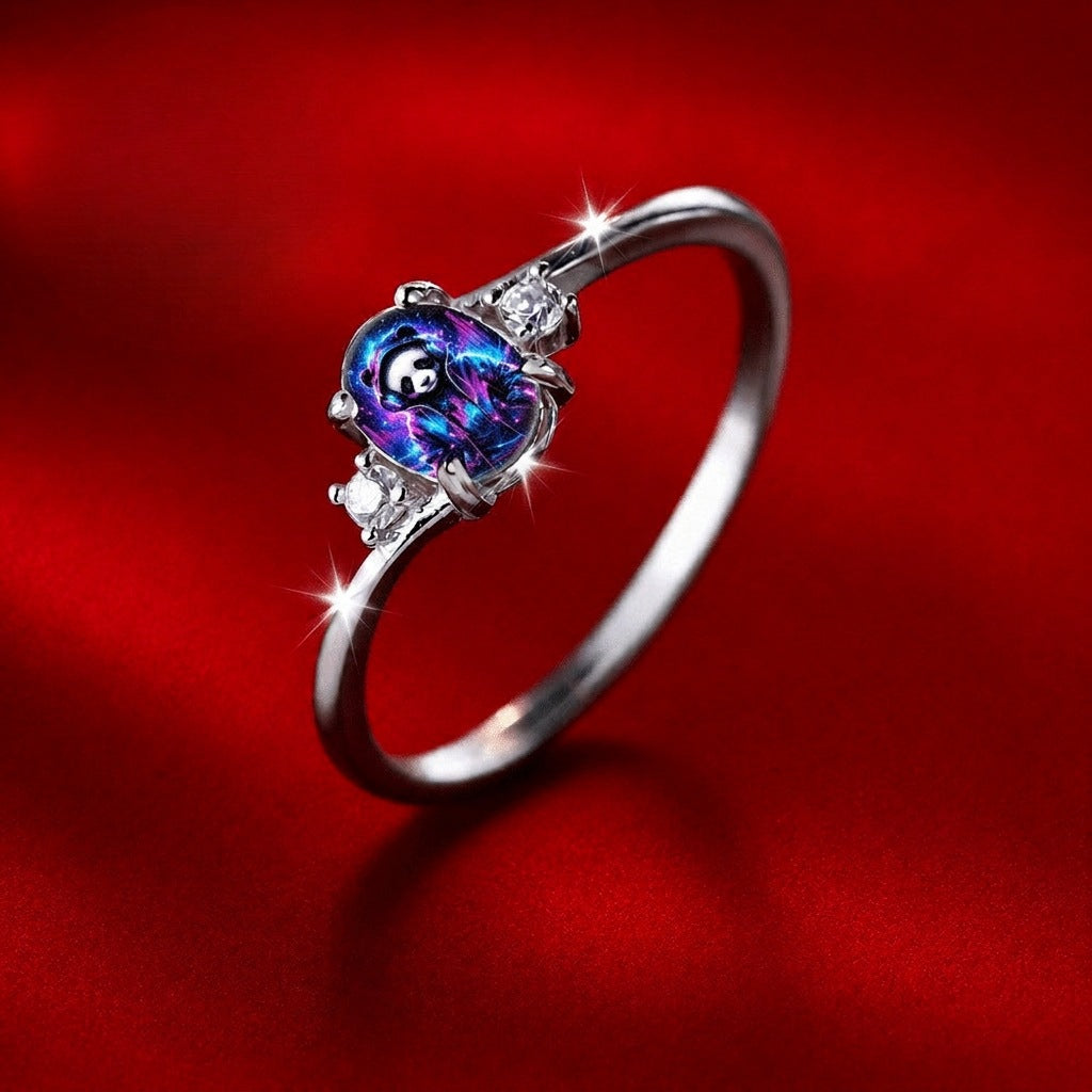 Neon Panda Oval Ring