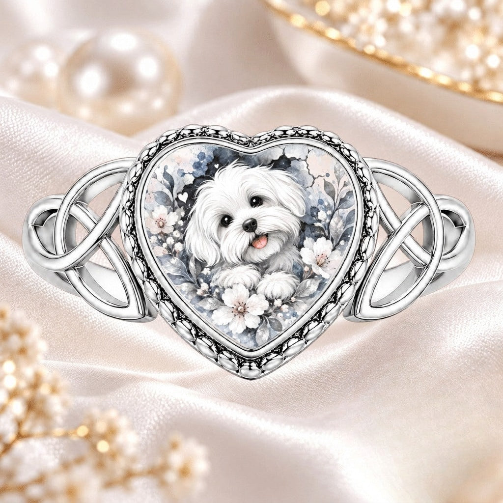 Watercolor Dog Heart Ring