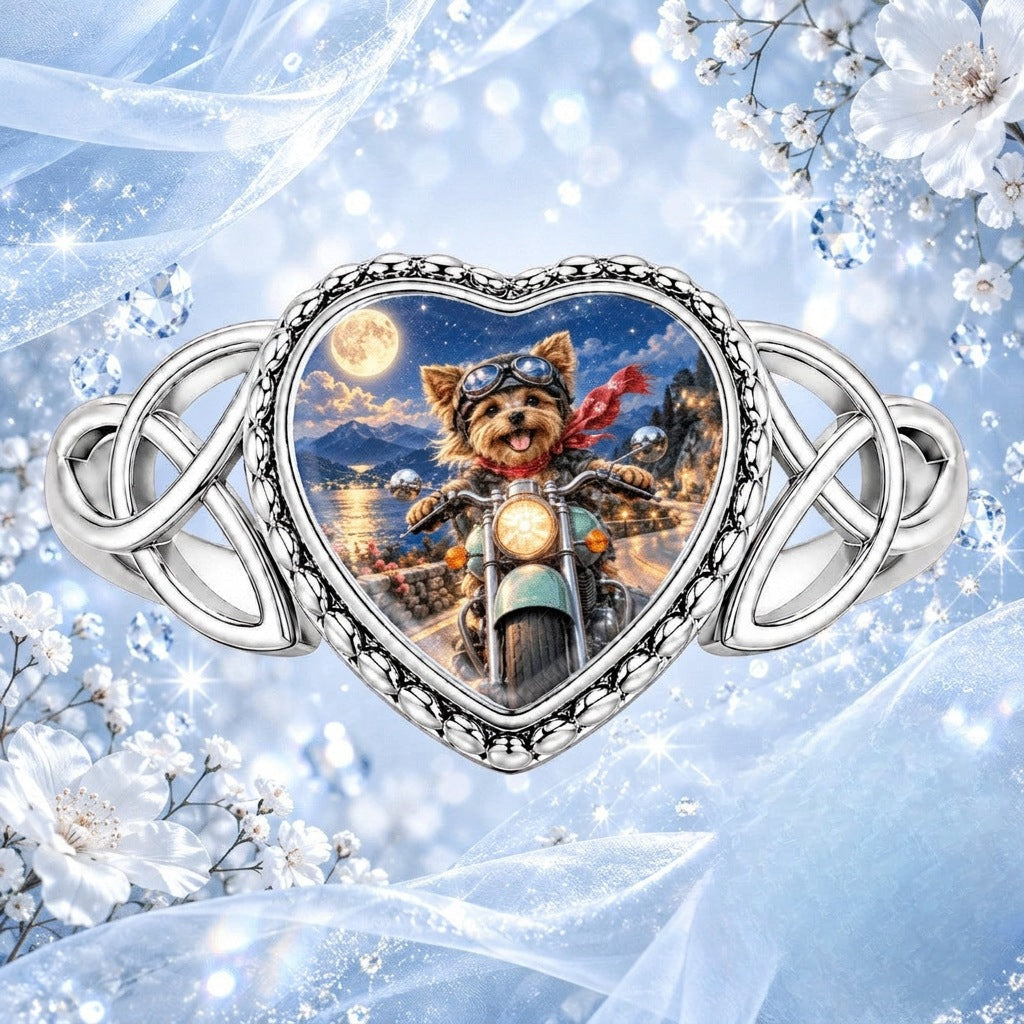 Yorkie Motorcycle Heart Ring