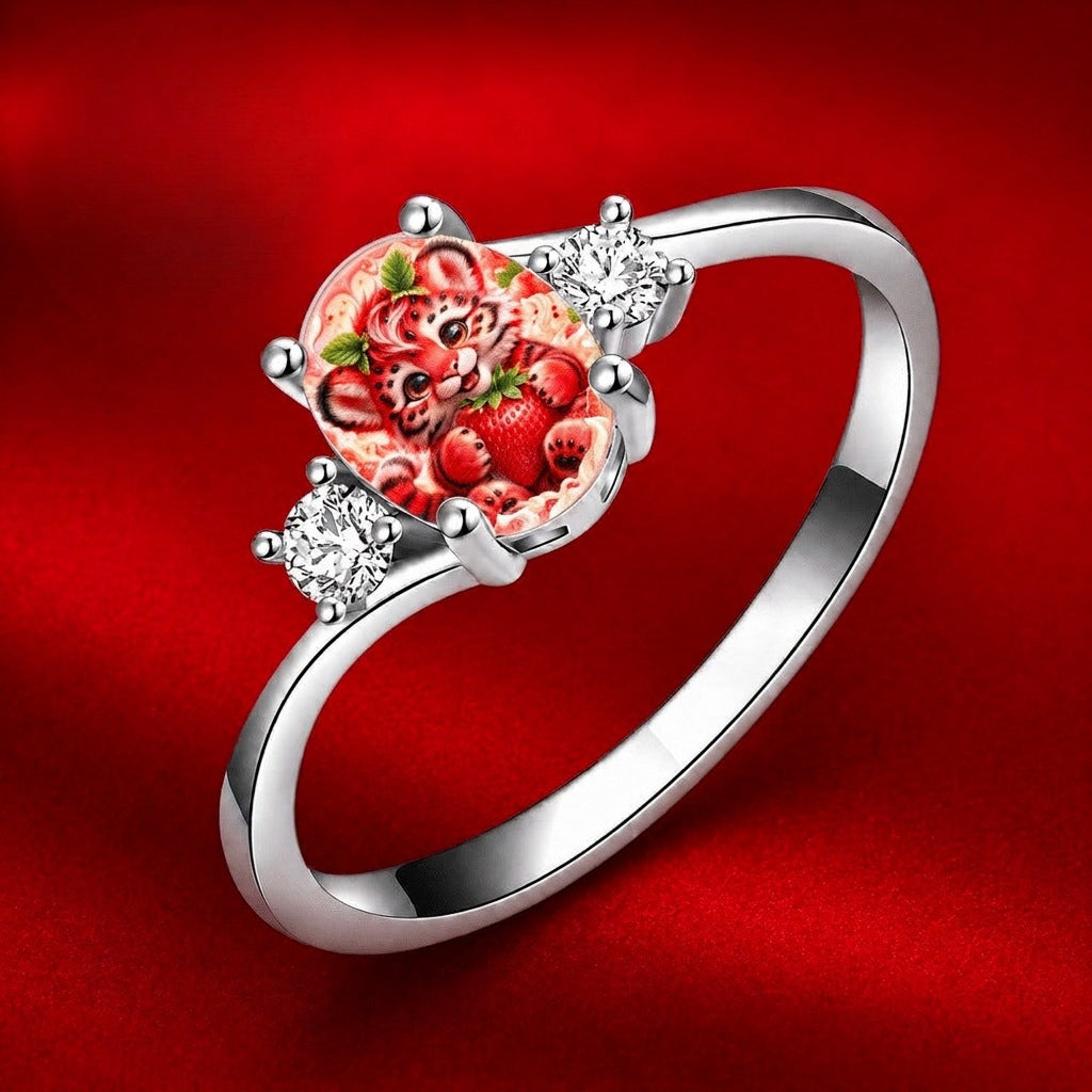 Tiger Cub & Strawberry Heart Ring