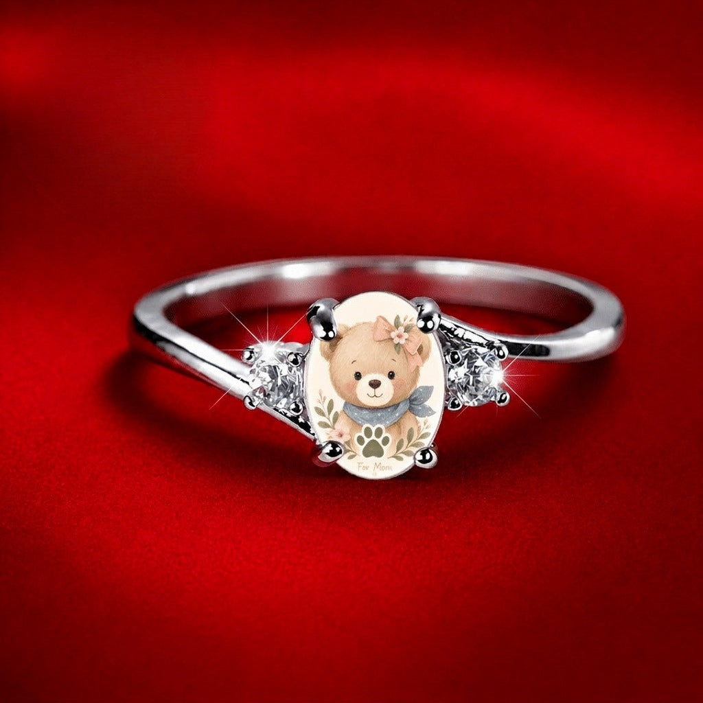 Bear Portrait Oval Ring