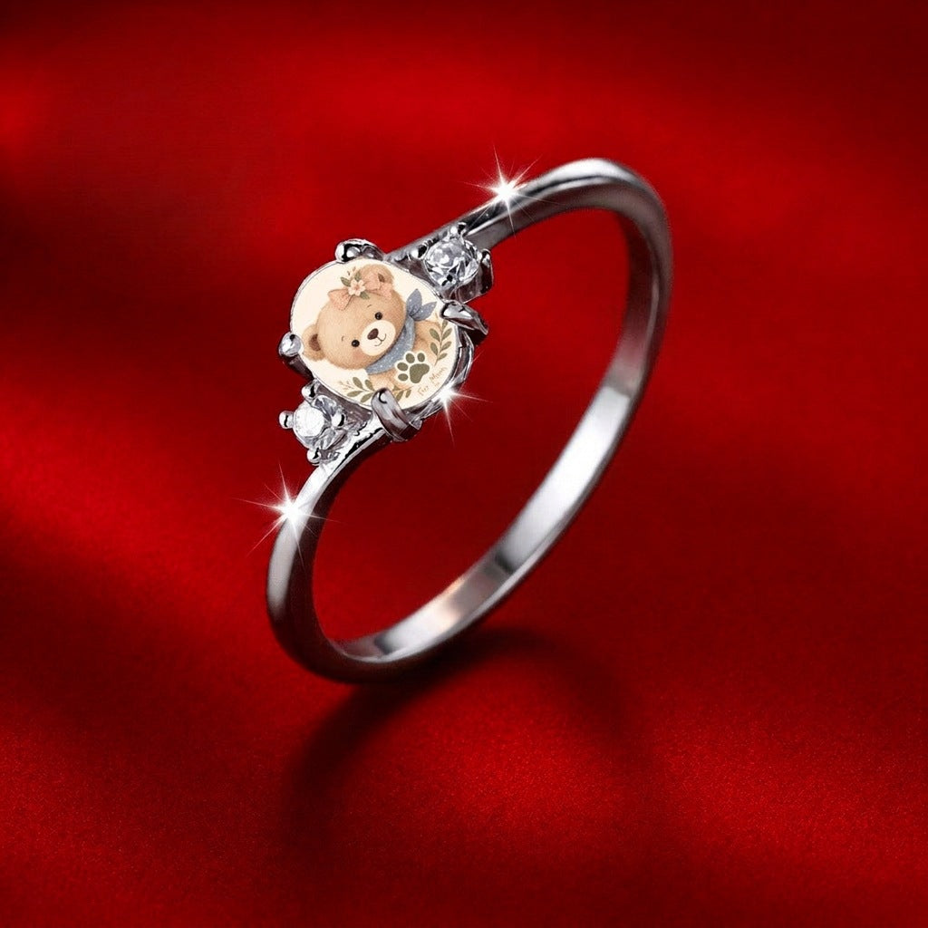 Bear Portrait Oval Ring