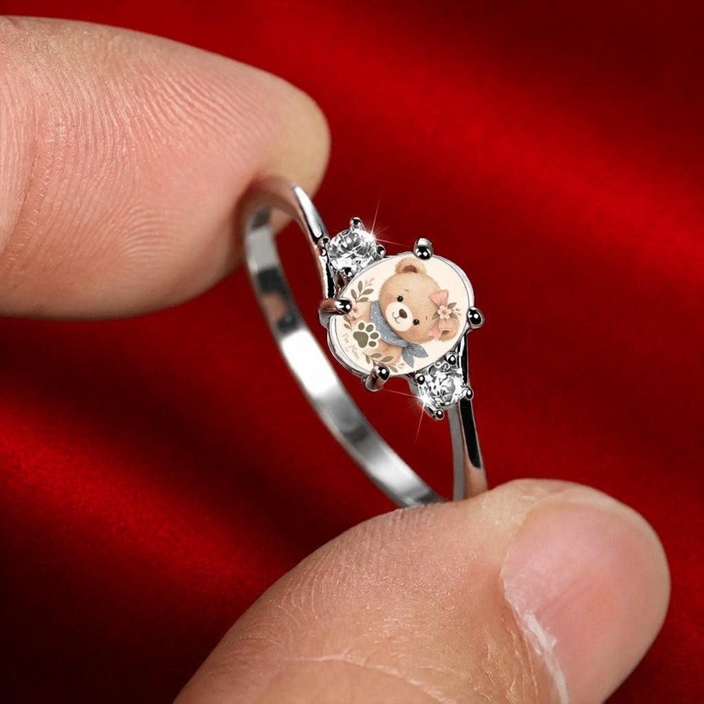 Bear Portrait Oval Ring