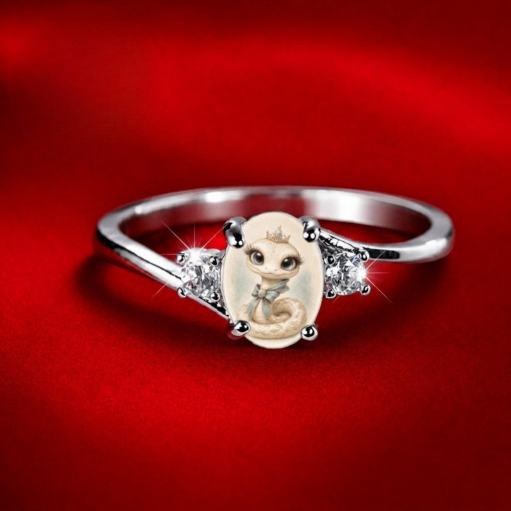 Crowned Snake Portrait Ring
