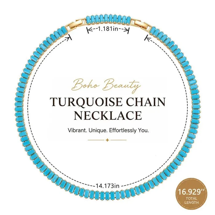 Turquoise Glass Chain Necklace