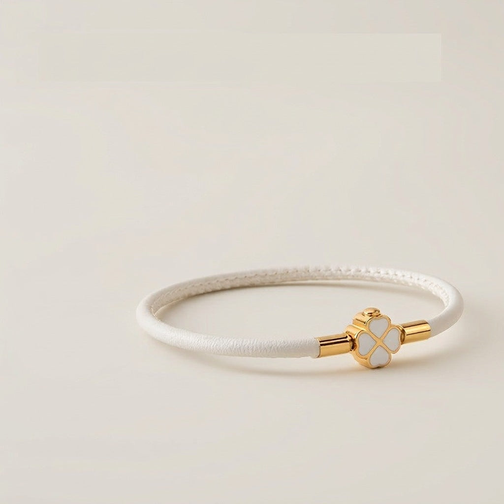 White Clover Leather Bracelet