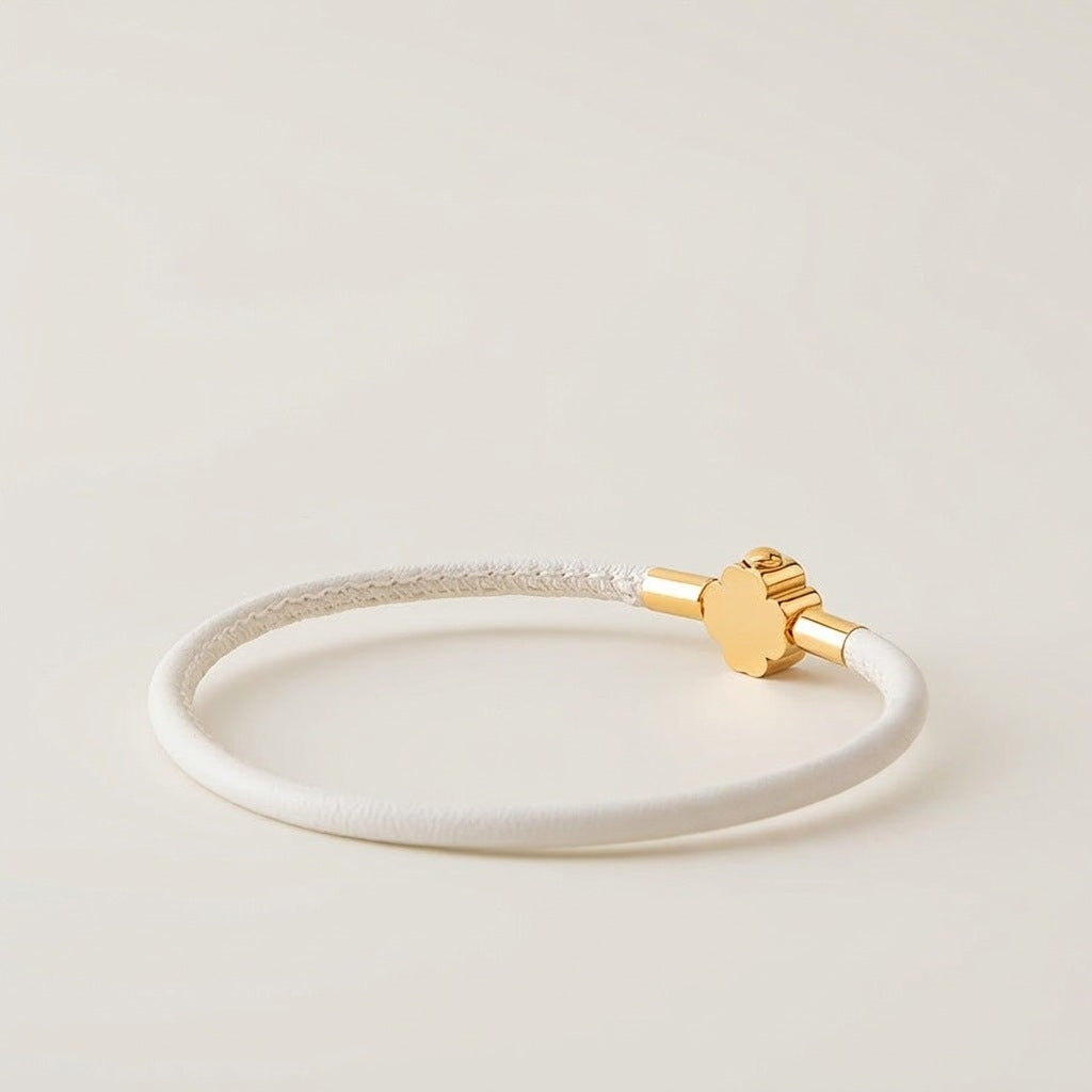 White Clover Leather Bracelet