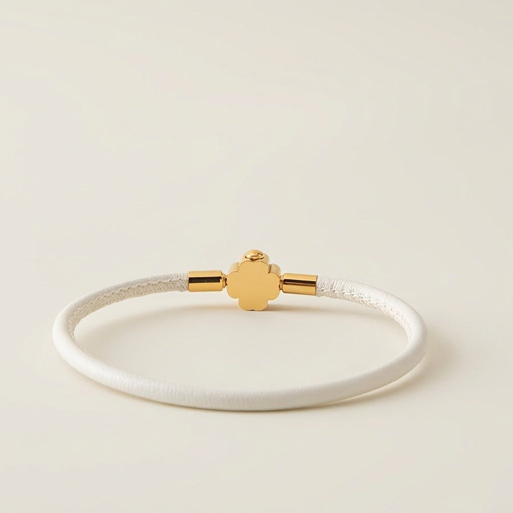 White Clover Leather Bracelet