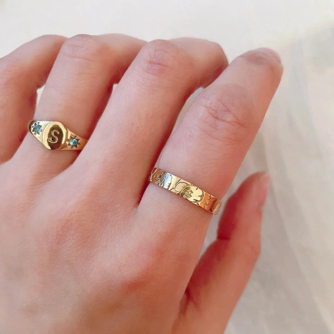 Zircon Initial Signet Ring