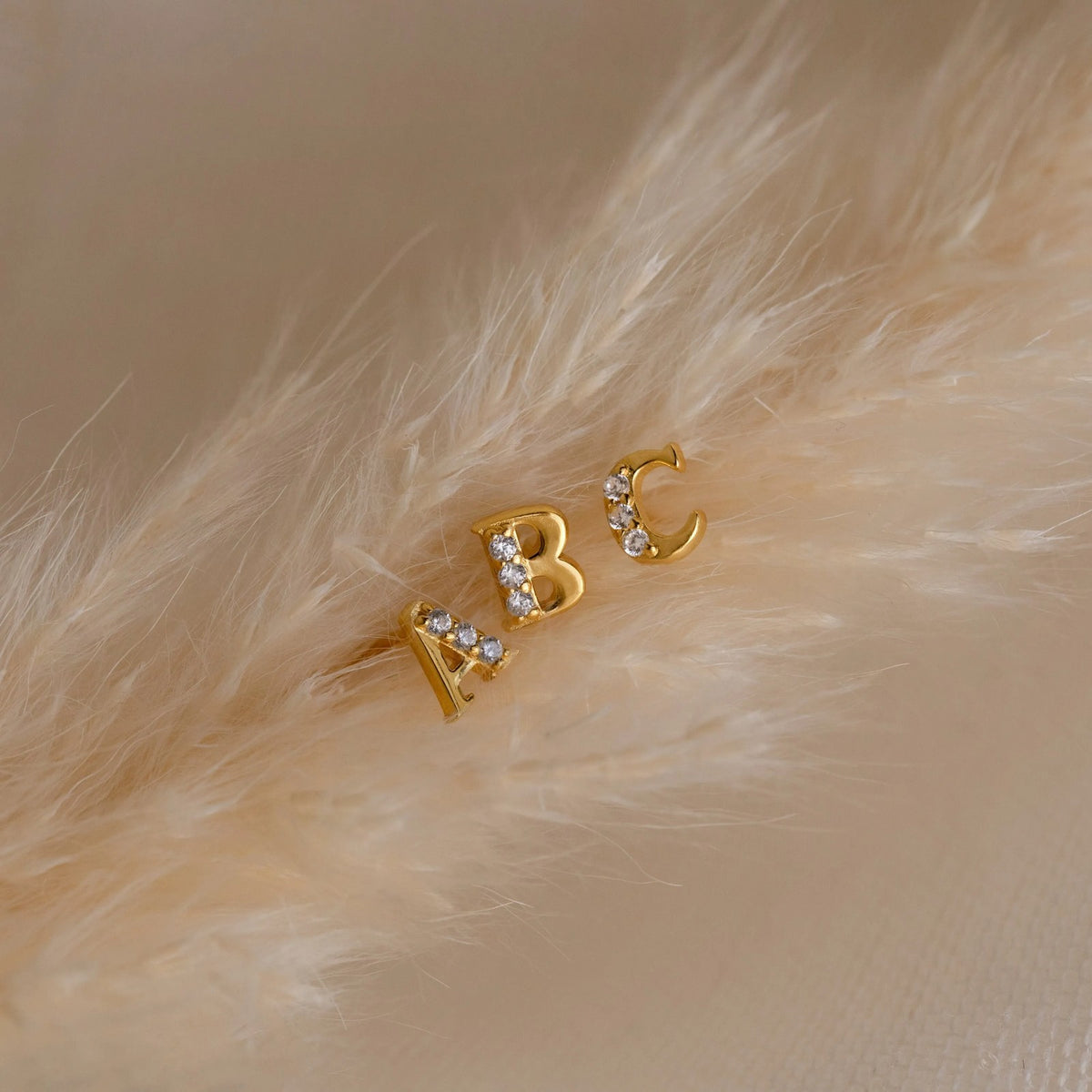 Pave Initial Letter Stud Earrings