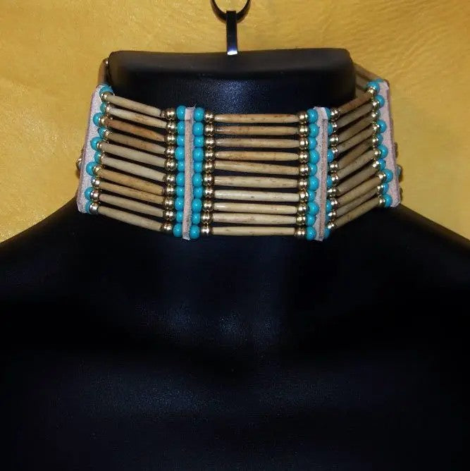 Bone Bead Choker Necklace