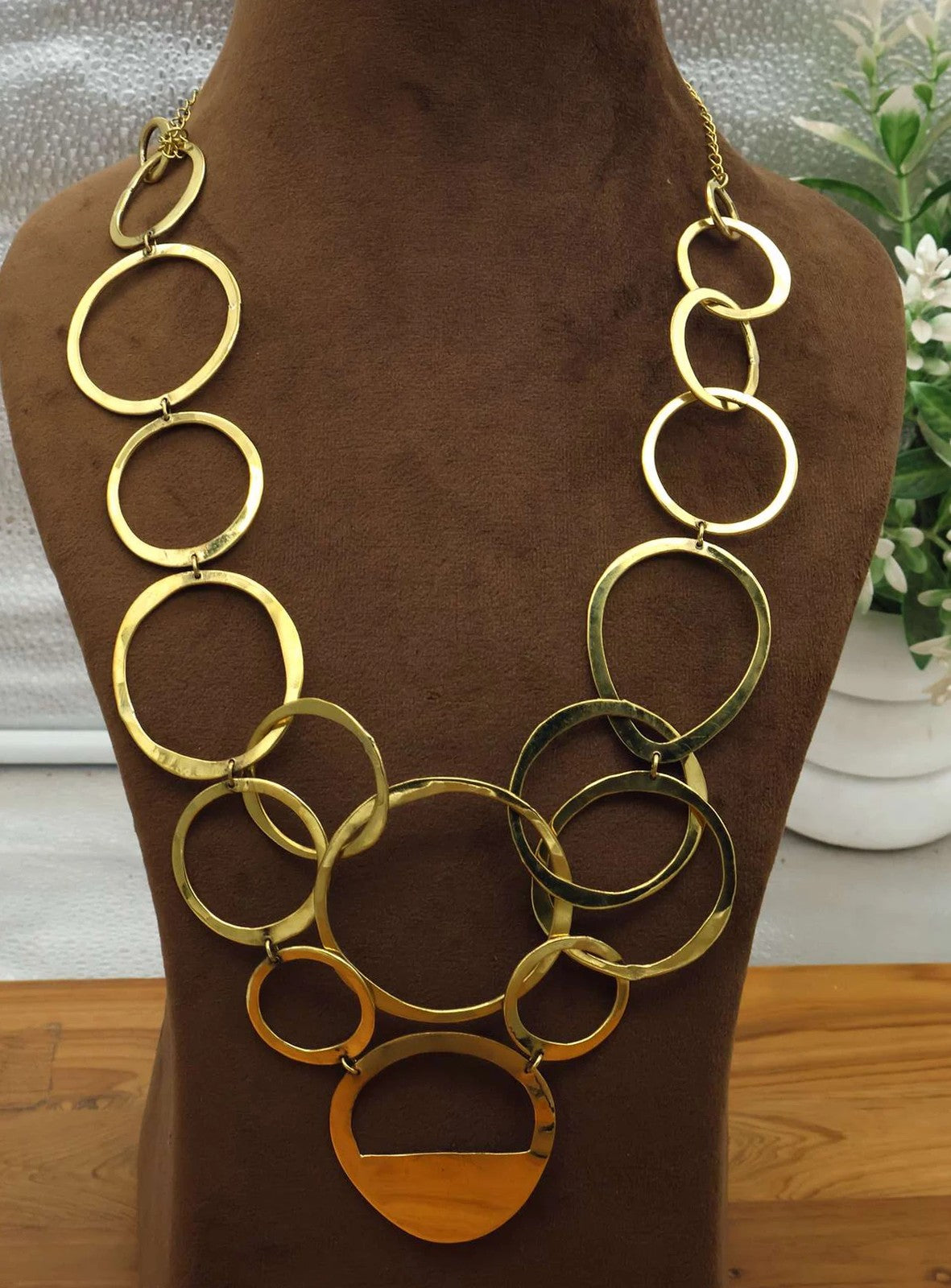 Brass Circle Link Necklace