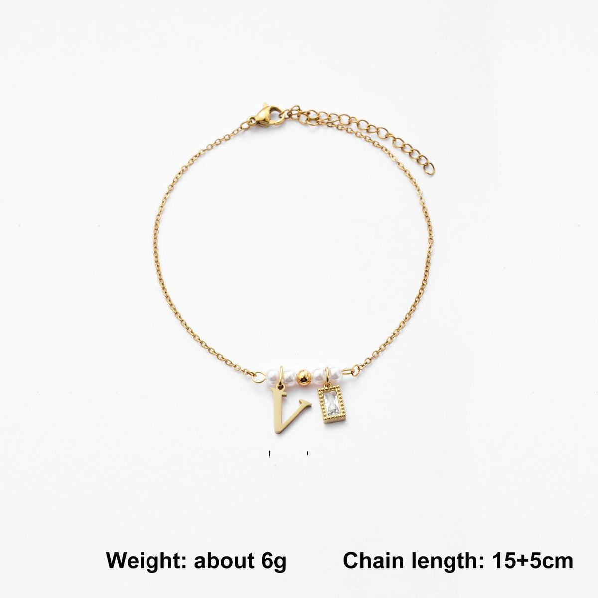 Letter & Pearl Charm Bracelet