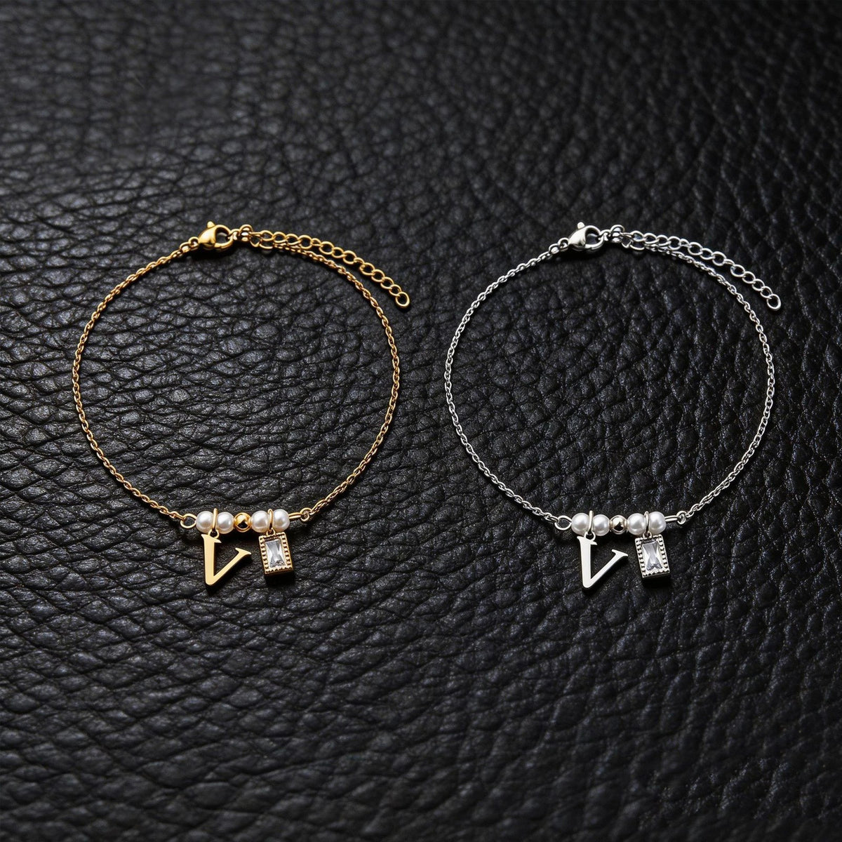 Letter & Pearl Charm Bracelet