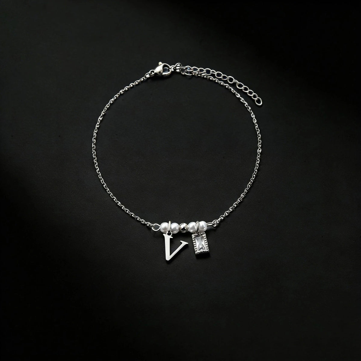 Letter & Pearl Charm Bracelet