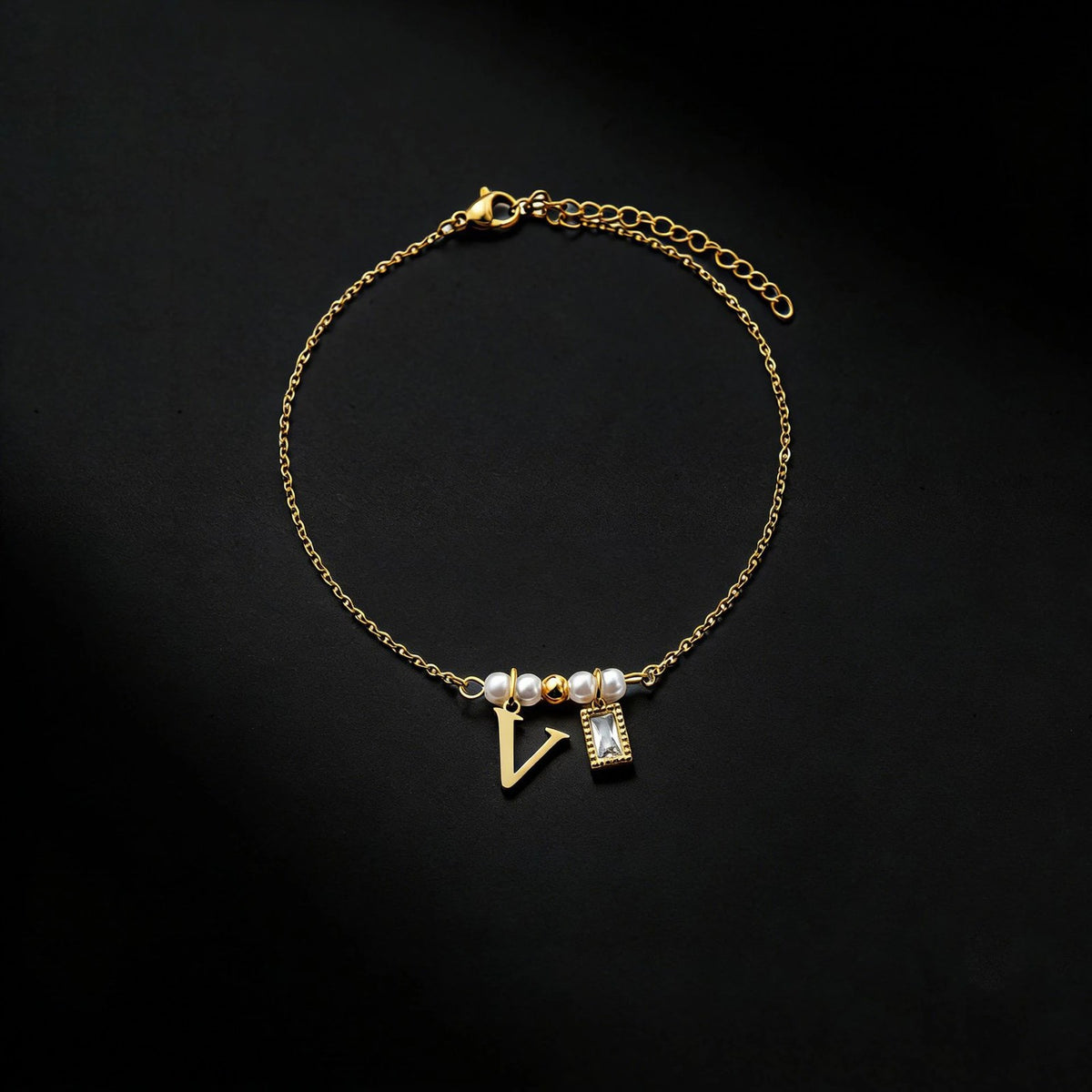 Letter & Pearl Charm Bracelet