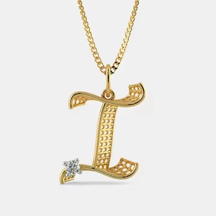 Lattice Initial Letter I Pendant