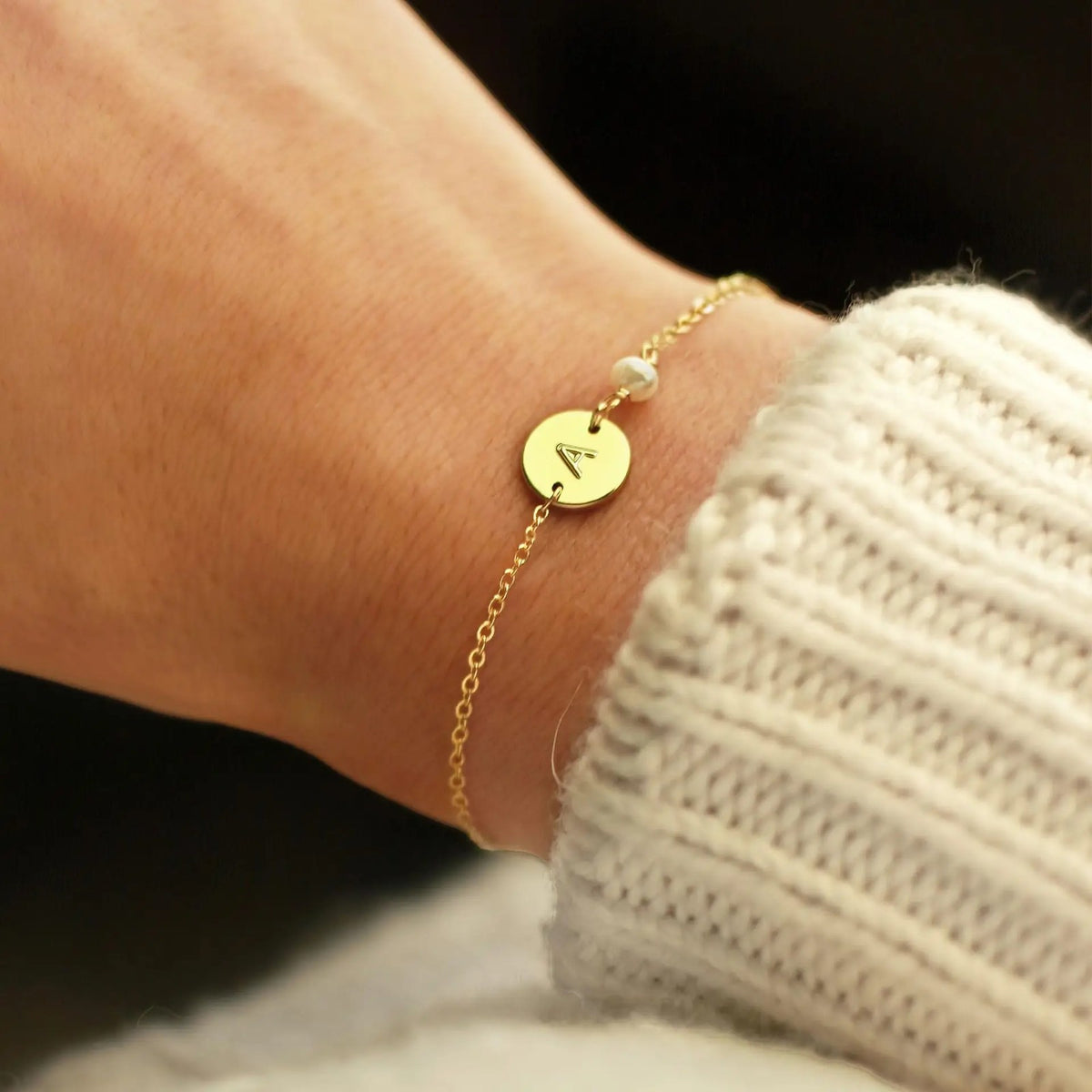 Initial Pearl Charm Bracelet