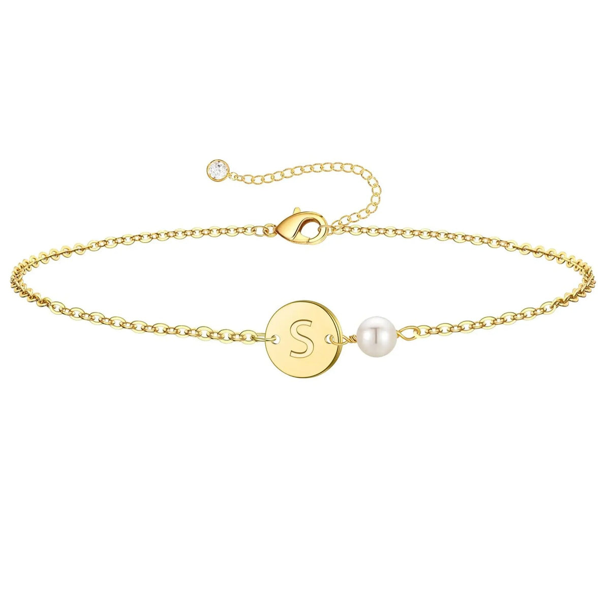 Initial Pearl Charm Bracelet