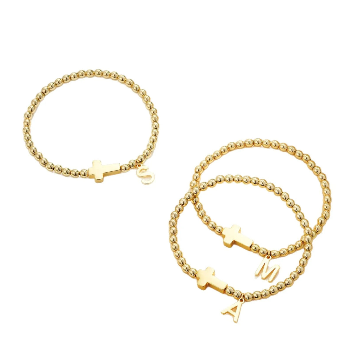 Cross & Initial Charm Bracelet