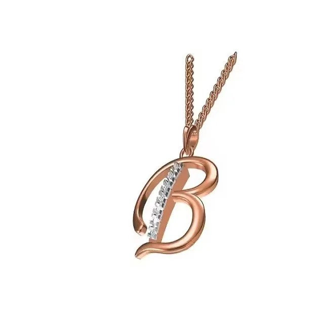 Rose Gold Initial B Pendant Necklace
