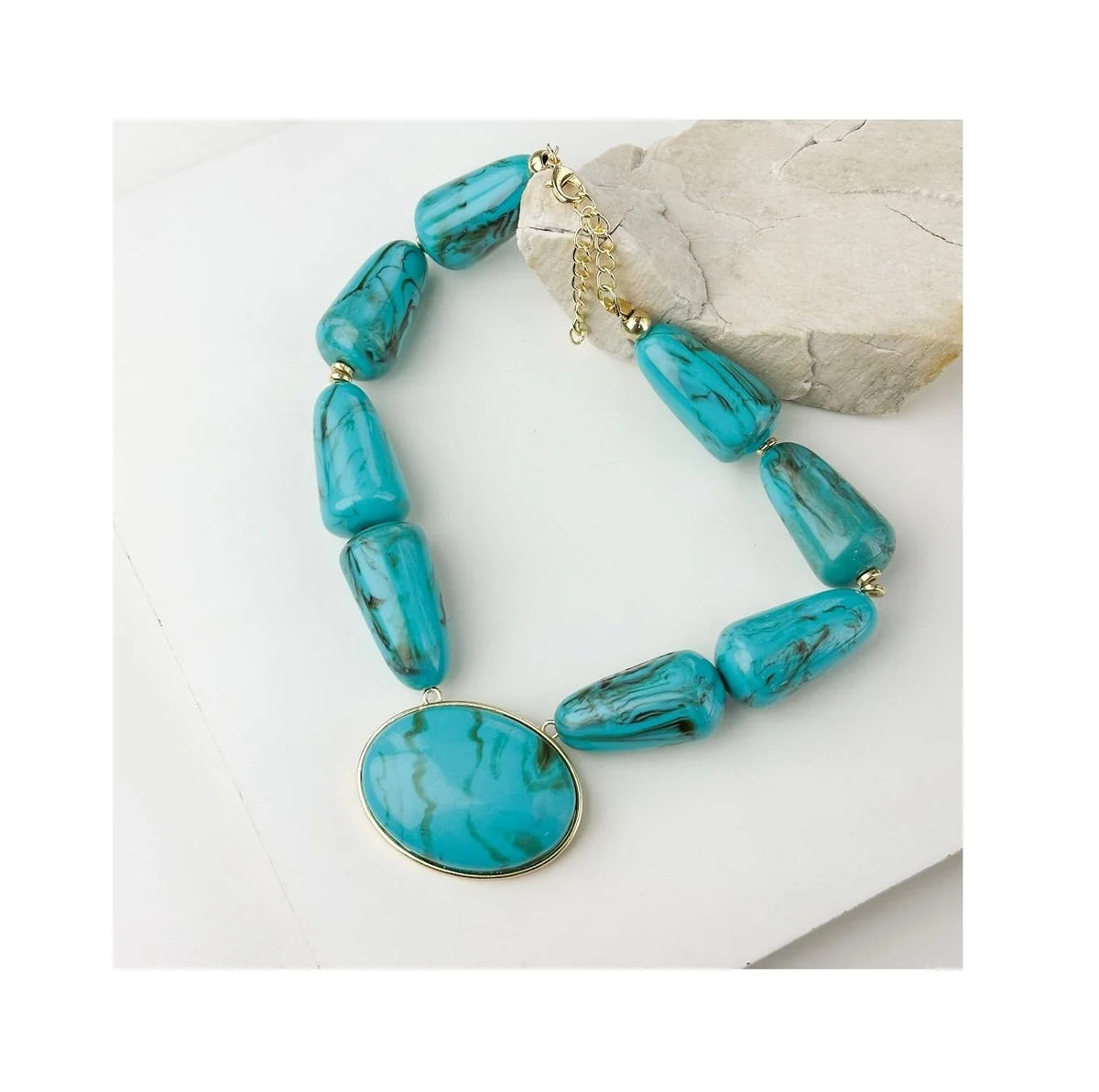 Turquoise Oval Pendant Necklace