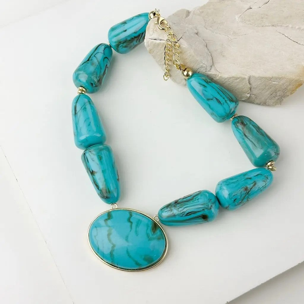 Turquoise Oval Pendant Necklace