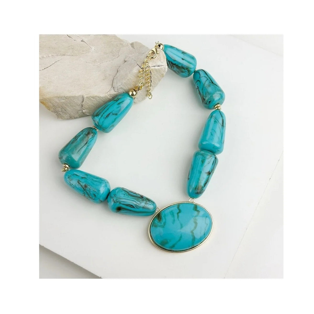 Turquoise Oval Pendant Necklace