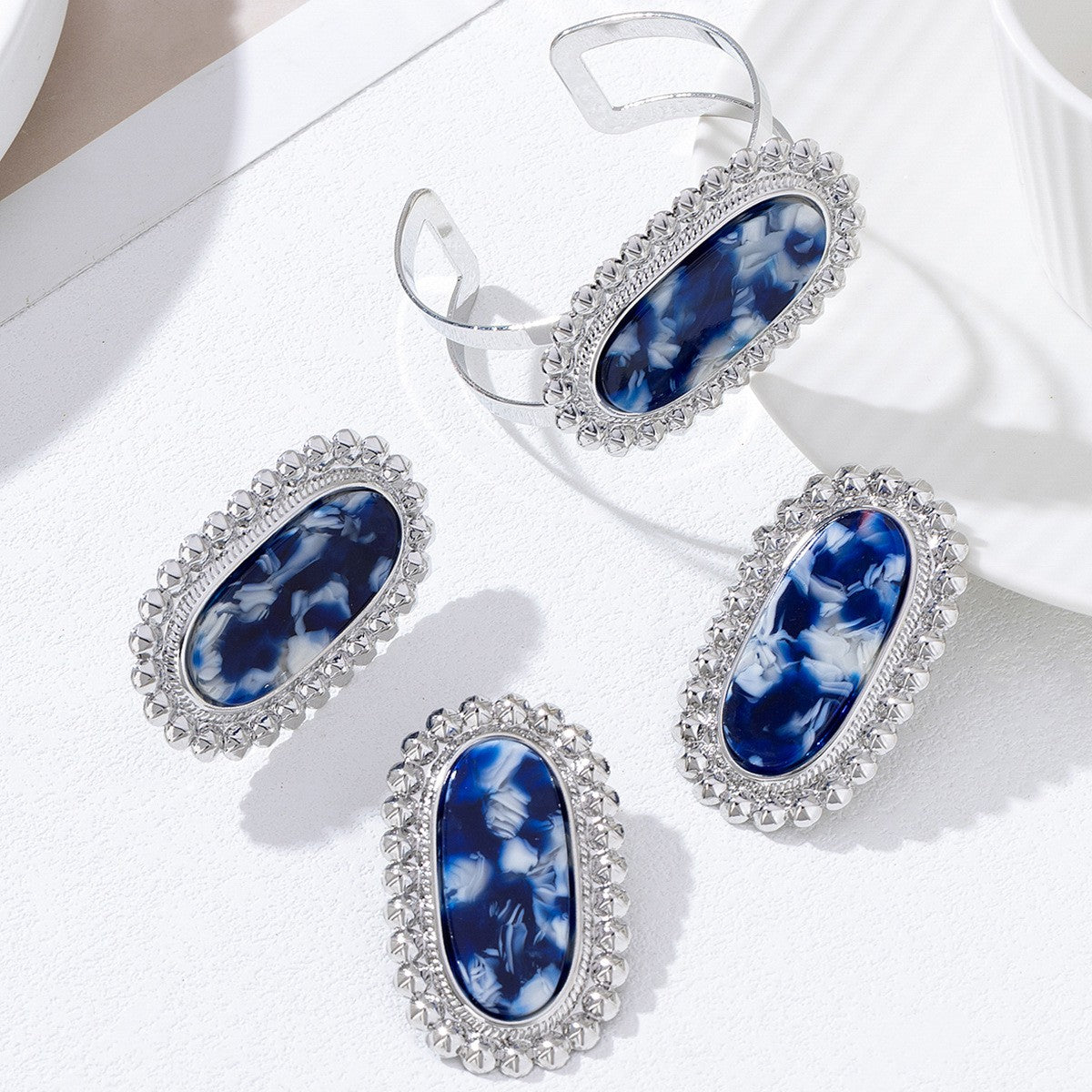 Leopard Oval Bead Border Jewelry Set