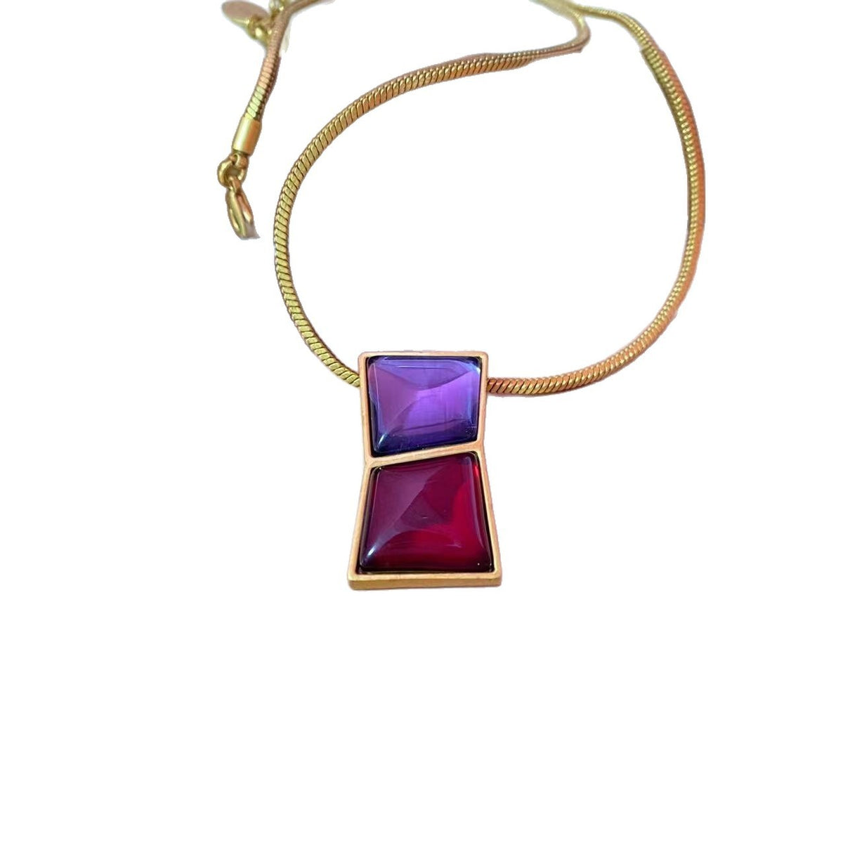 Purple & Red Square Pendant Necklace