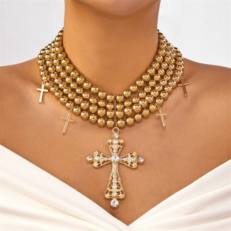 Multi-Layer Cross Bead Necklace