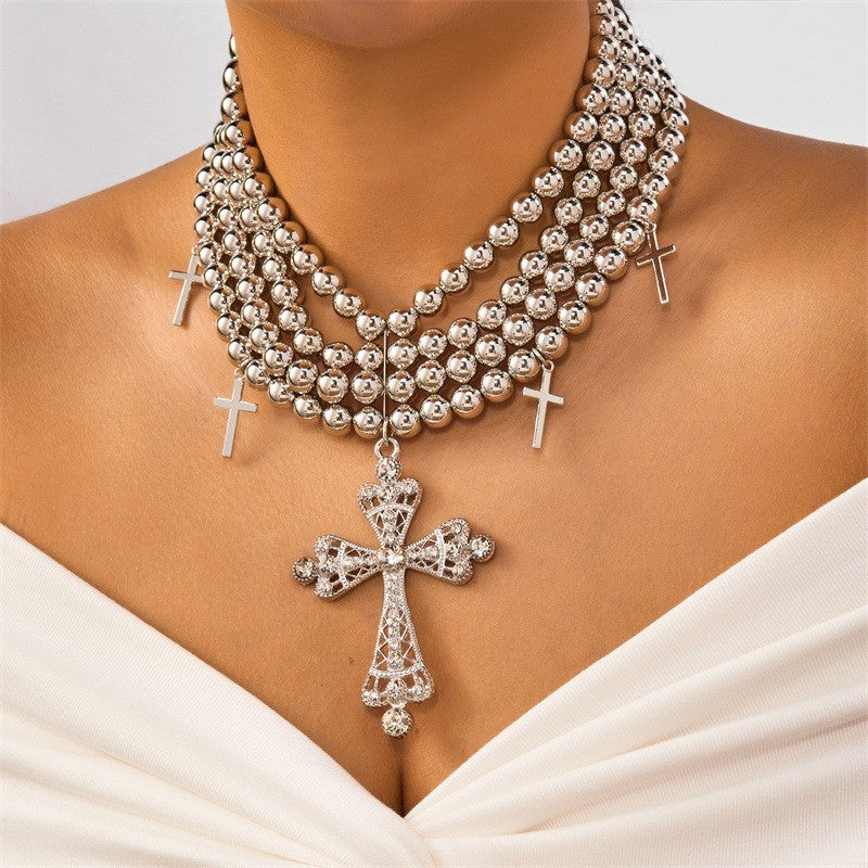 Multi-Layer Cross Bead Necklace