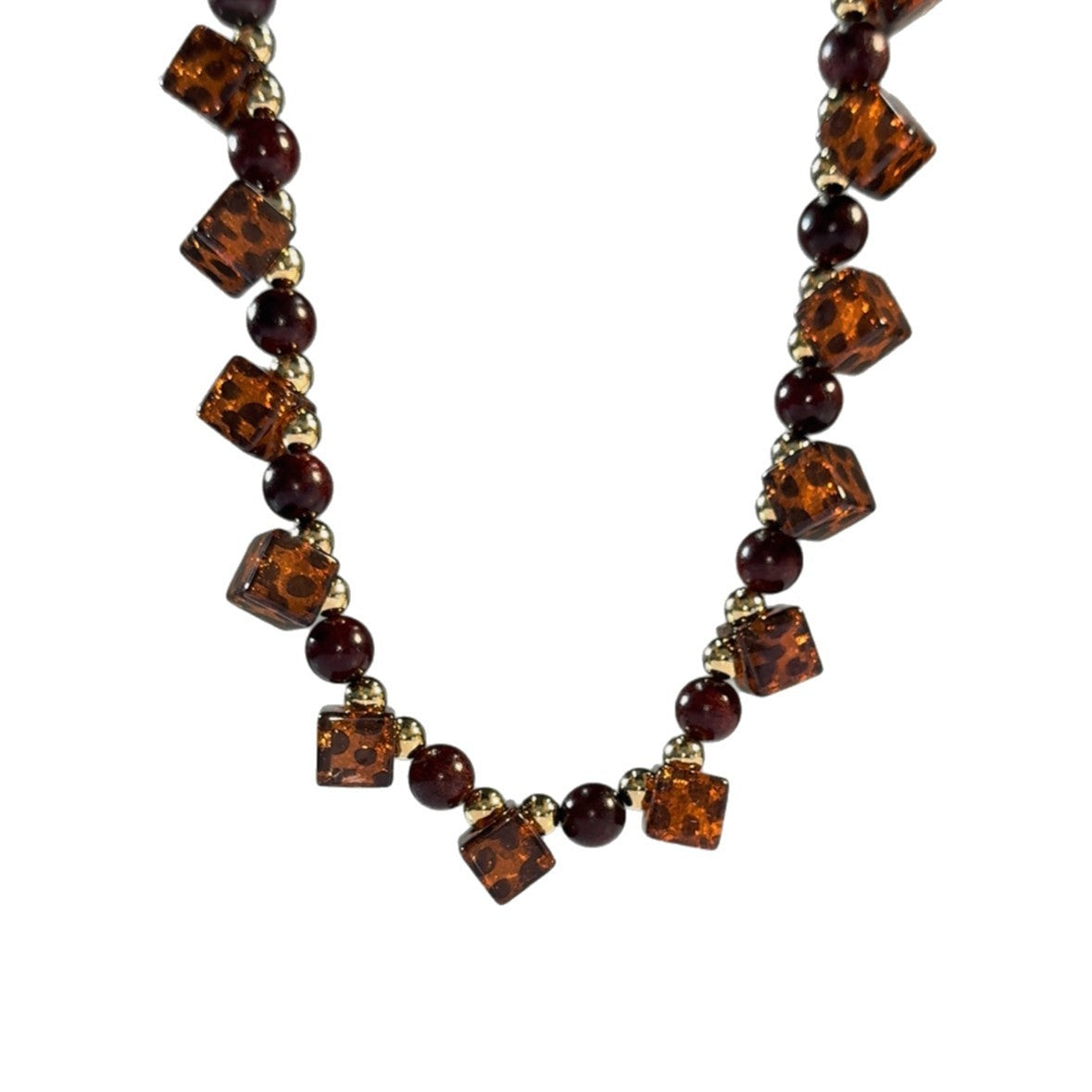 Leopard Square Beaded Necklace
