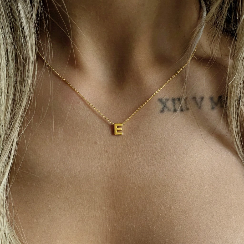 Mini Block Letter Initial Necklace