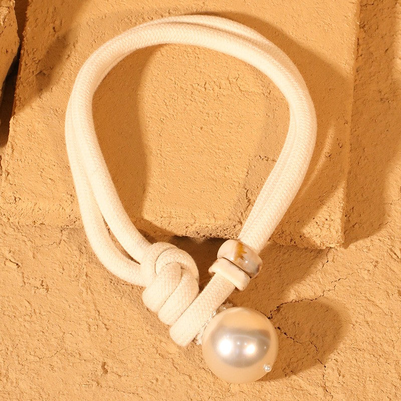 Braided Cord Pearl Knot Necklace