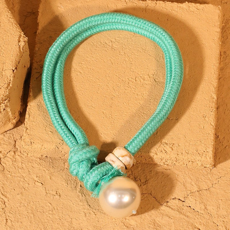 Braided Cord Pearl Knot Necklace