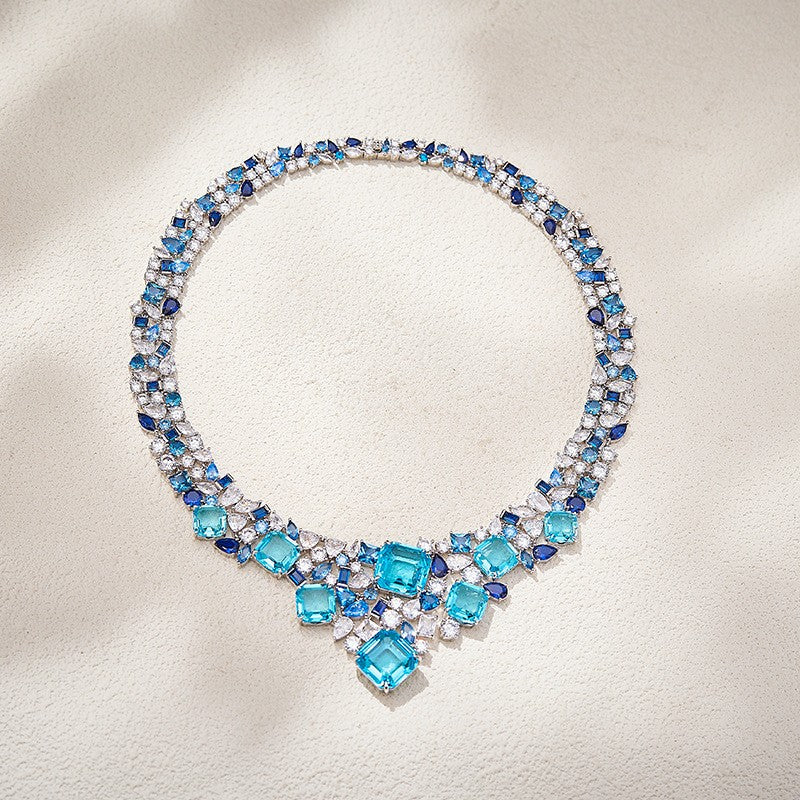 Blue Crystal Statement Necklace