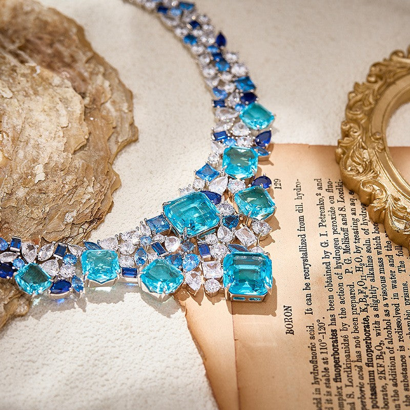 Blue Crystal Statement Necklace