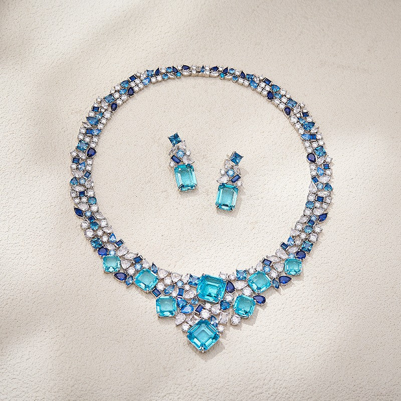 Blue Crystal Statement Necklace