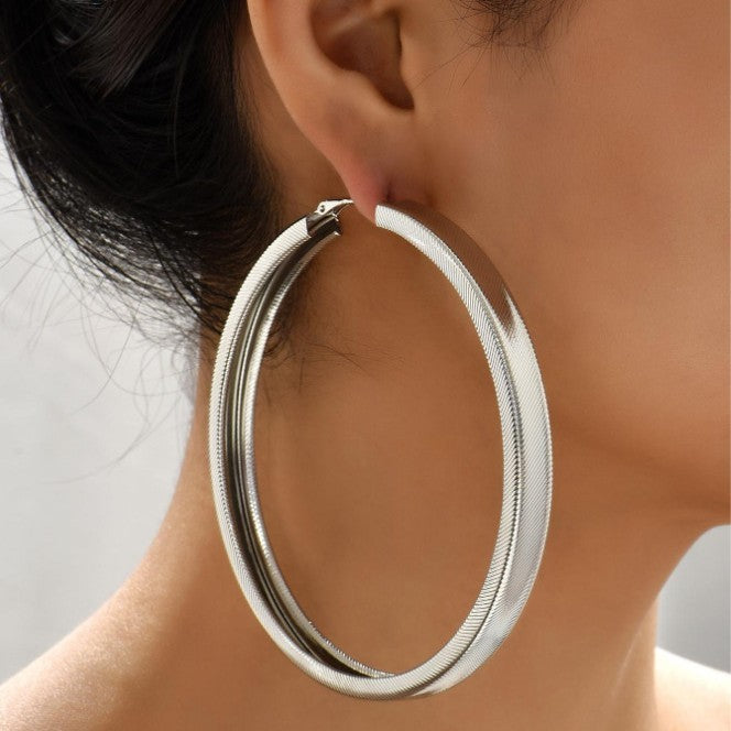 Textured Gold-Tone Hoop Earrings