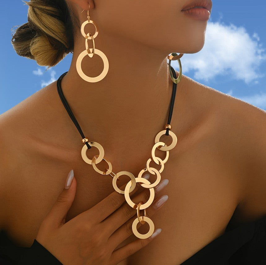 Interlocking Circle Necklace & Earring Set