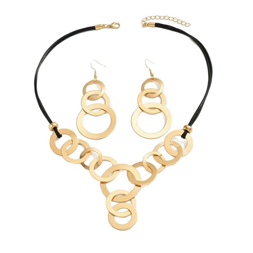 Interlocking Circle Necklace & Earring Set