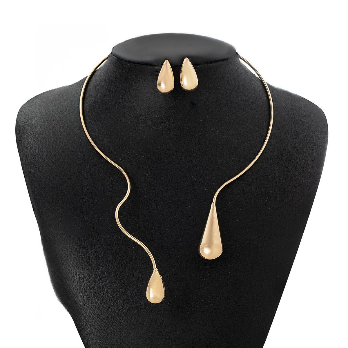 Teardrop Snake Chain Necklace & Earring Set
