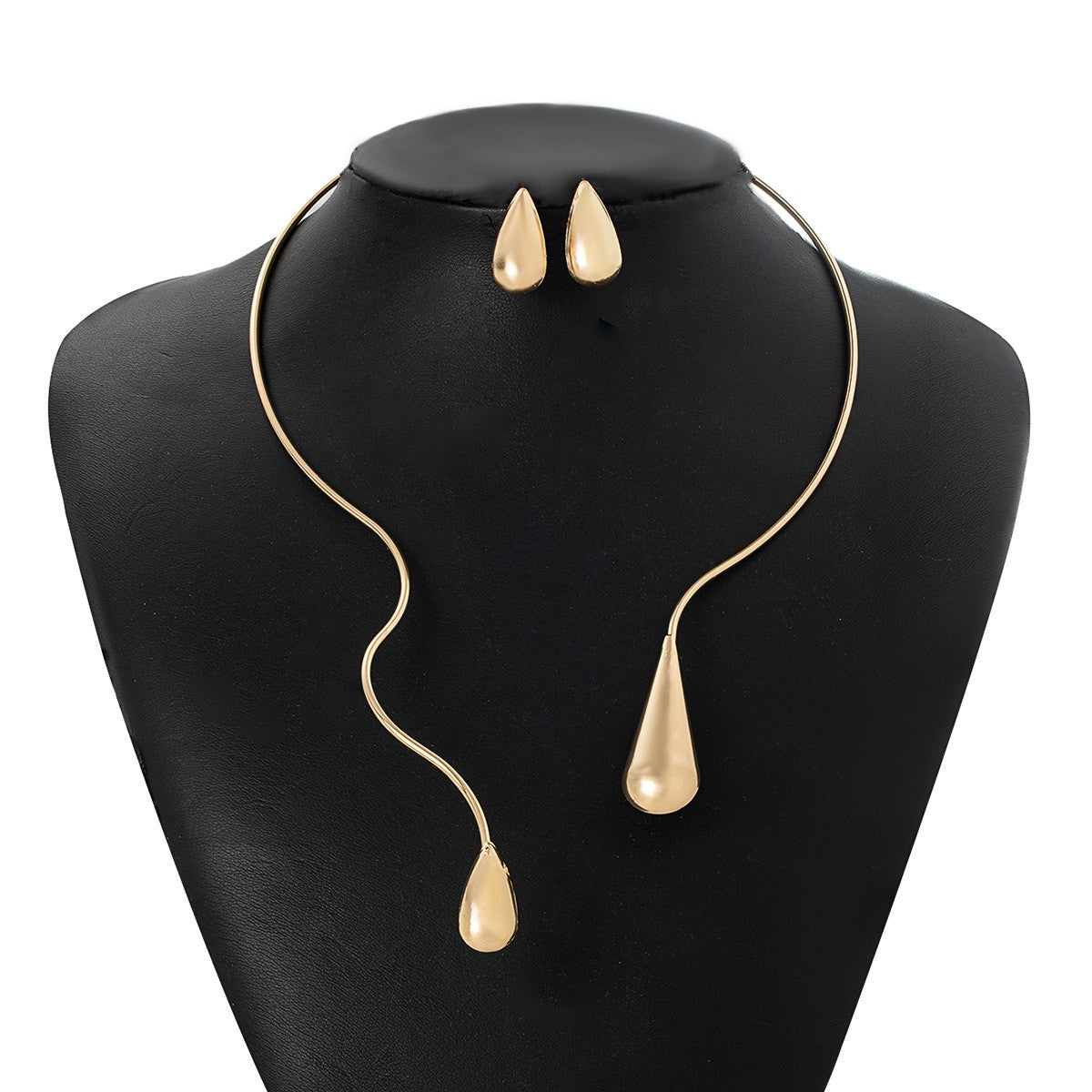 Teardrop Snake Chain Necklace & Earring Set