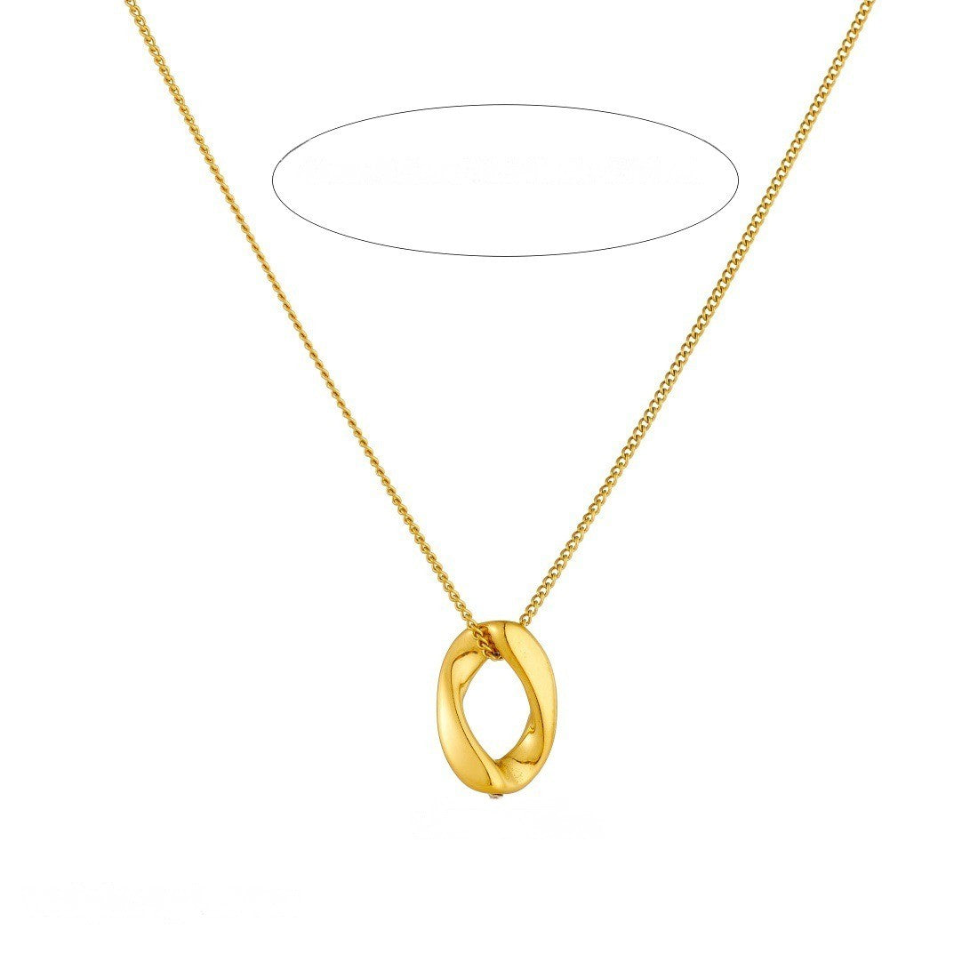 Curved Oval Pendant Necklace
