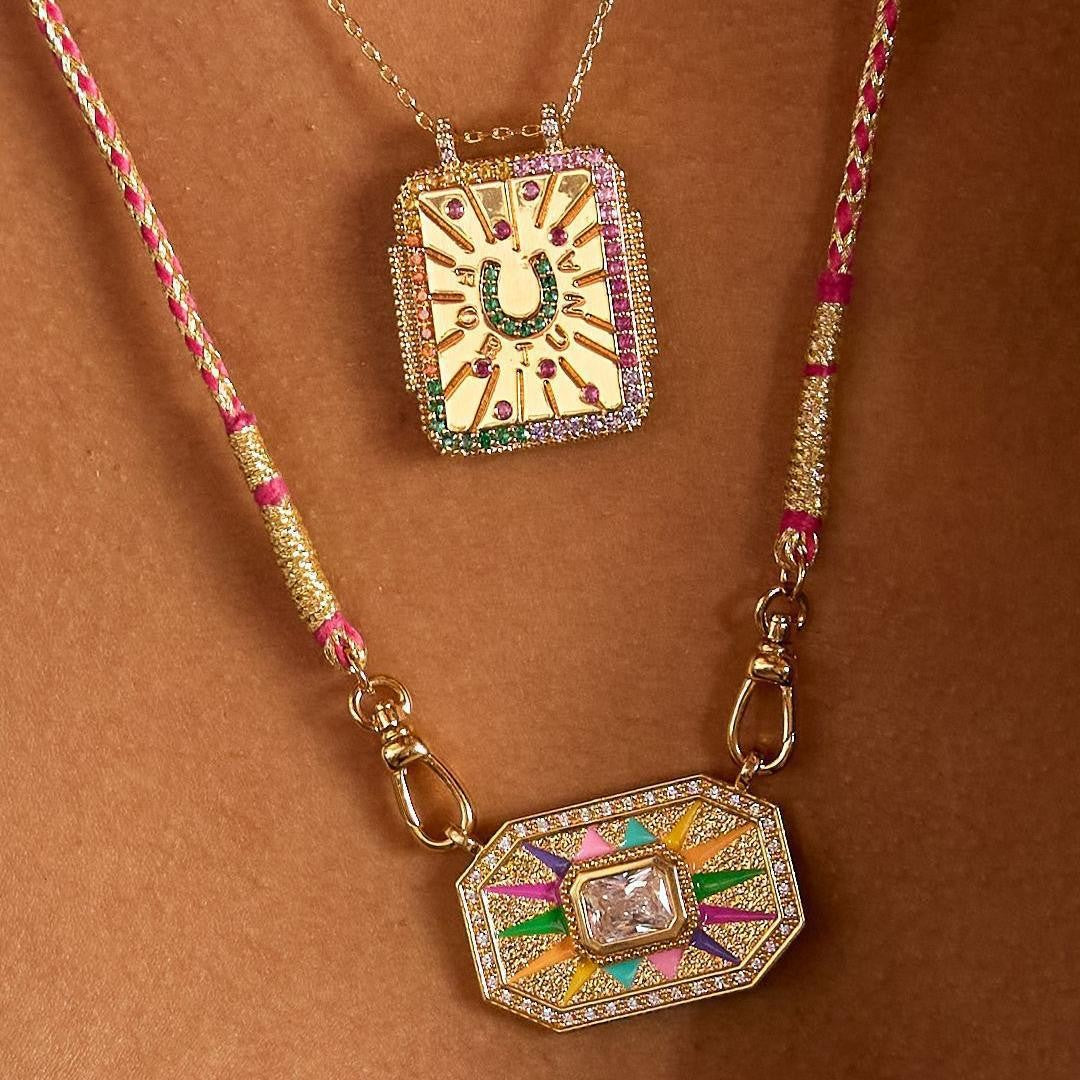 Horseshoe & Sunburst Pendant Necklace Set