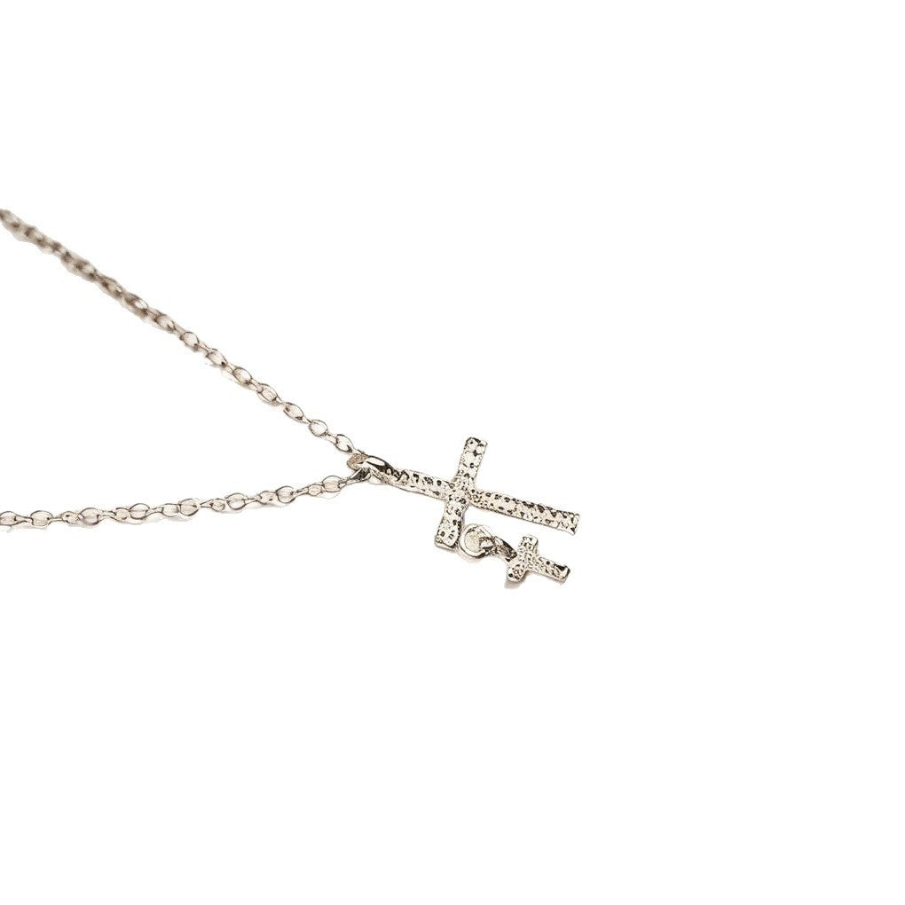Rhinestone Cross with Mini Charm Necklace